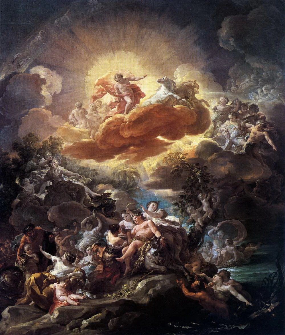 La nascita del sole e il trionfo di Bacco - dettaglio, Palazzo reale di Madrid